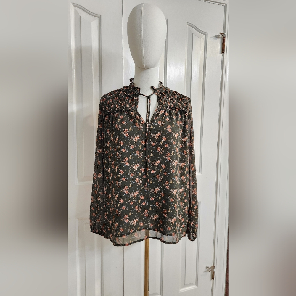 PLEIONE - Floral Black Blouse - Size M